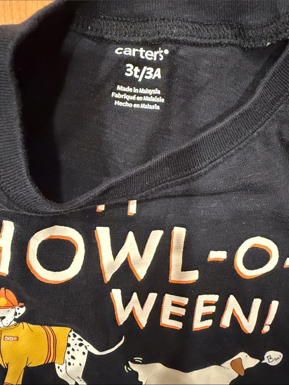 Carter's Black 'Happy Howl-o-ween' Long-Sleeve Tee with Colorful Dog Graphics